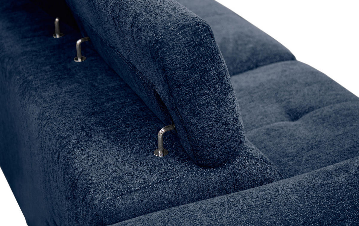 SOFA CALVERA 3-Sitzer, dunkelblau - Schwarz/Dunkelblau, Holzwerkstoff/Textil (204/79/106cm) - Courtois Laville