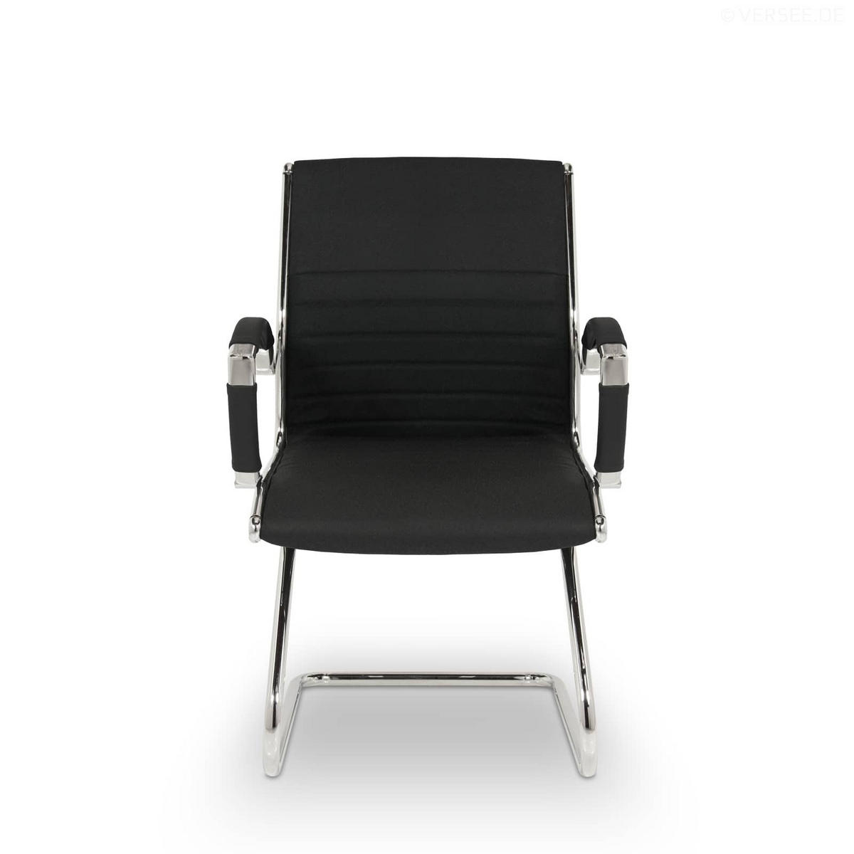 BESUCHERSTUHL Montreal Stoff Schwarz – ergonomisch, 150 kg belastbar - Schwarz, Textil/Metall (60/95/60cm) - Versee