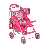PUPPENBUGGY 9617 Schiebehöhe 50 cm, Sonnendach, Sicherheitsgurt, Polyester, ab 3 Jahren - Rosa, Metall (33/57/50cm) - Moni
