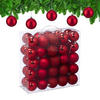 50XWEIHNACHTSKUGELN - Rot, Kunststoff (6/7/6cm) - Relaxdays