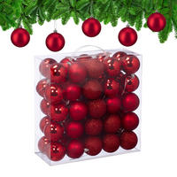 50XWEIHNACHTSKUGELN - Rot, Kunststoff (6/7/6cm) - Relaxdays