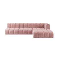 ECKSOFA Modulares In L-Form, Velvet-Stoff Riviera, Hellrosa, Rechts, GRAND 295 cm - Hellrosa, Holz (295/179cm) - Kaiser Möbel