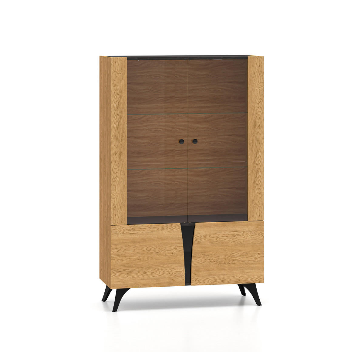 VITRÍNA Soah Dřevo a černá - černá, kompozitní dřevo (95/152/40cm) - Petits-meubles