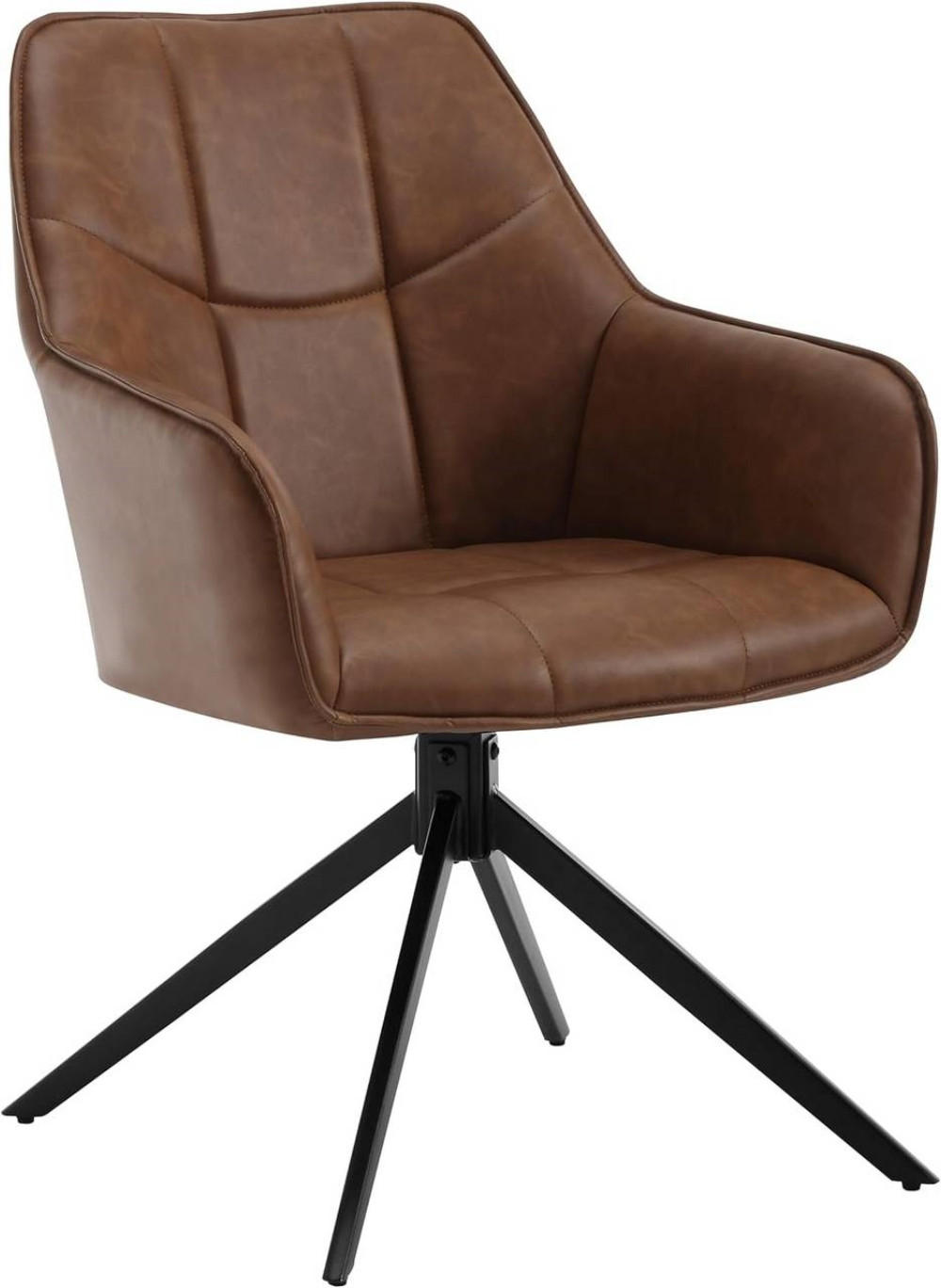 ESSZIMMERSTUHL drehbar,Vintage Kunstleder, Hellbraun - Hellbraun/Schwarz, Kunststoff/Metall (58/86/63.5cm) - Woltu