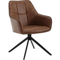 ESSZIMMERSTUHL drehbar,Vintage Kunstleder, Hellbraun - Hellbraun/Schwarz, Kunststoff/Metall (58/86/63.5cm) - Woltu