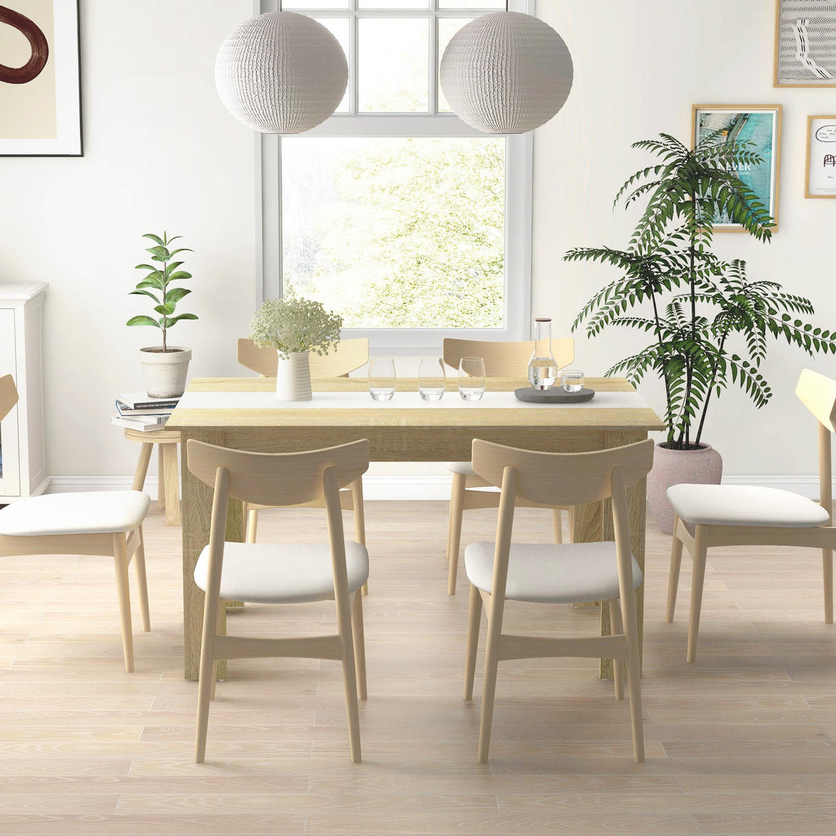 ESSTISCH Naturfarben und Weiß Holzoptik 140/90/75 cm - Eichefarben, Holz (89.5/140/75cm) - PANGIVO