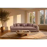 BIGSOFA Hereford XXL Velvet Rosa inkl. 12 Kissen 274/131/61 cm - Altrosa, Kunststoff/Textil (274/61/131cm) - foamnova
