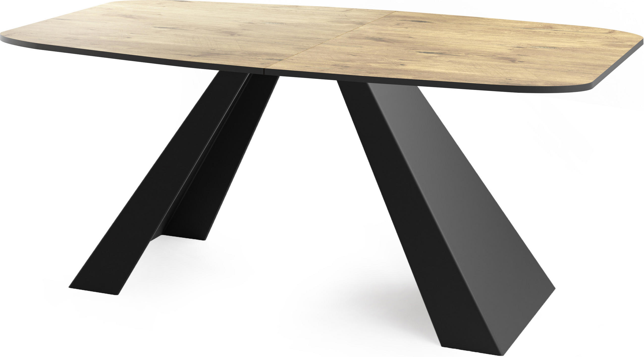 ESSTISCH Monte rechteckig ausziehbar, Lancelot Eiche 180-220/90/76 cm - Eichefarben/Schwarz, Holzwerkstoff/Metall (180/90/76cm) - WFL GROUP