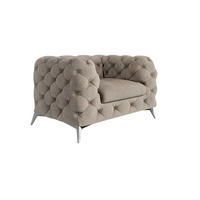 CHESTERFIELD-SESSEL Laura Dunkle Creme Samt - Silberfarben/Creme, Holz/Textil (125/75/100cm) - S-Style Möbel