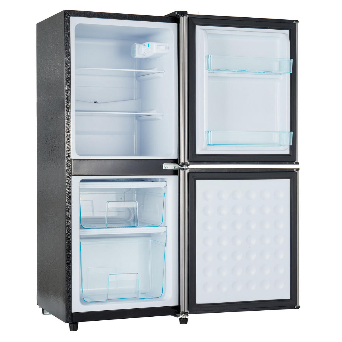 MINIKUHLSCHRANK 44.5/42.5/102 cm Silber 106L mit LED-Beleuchtung - Silberfarben, Metall (44.5/102/42.5cm) - Oxeza