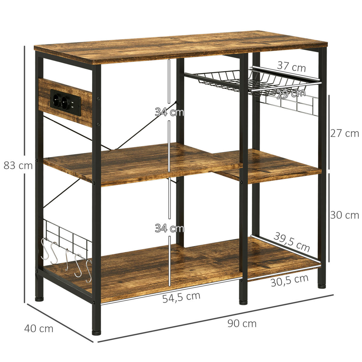 KÜCHENREGAL Braun 1 Stück - Braun, Holzwerkstoff (40/83/90cm) - GiPP