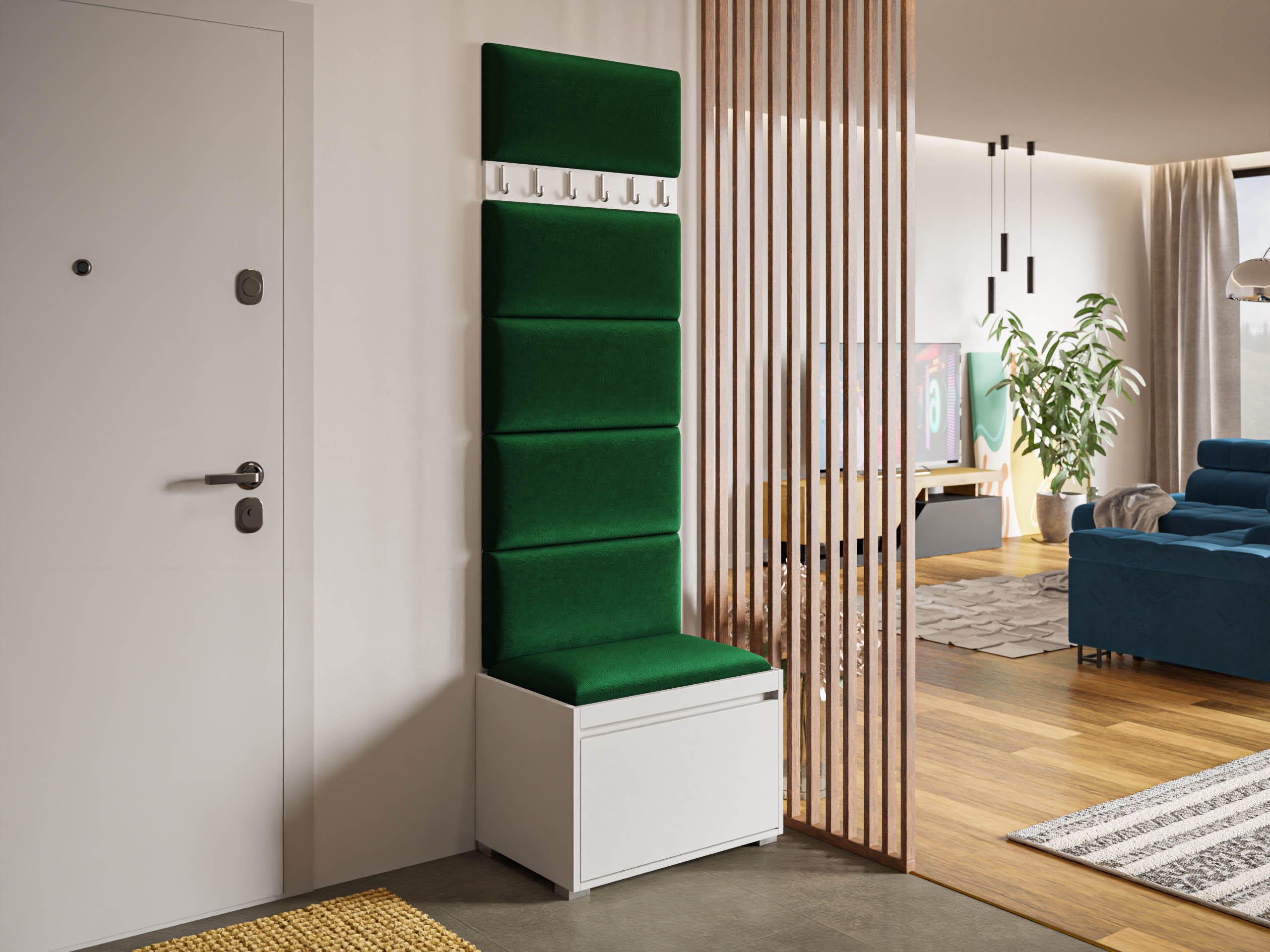 GARDEROBEN-SET Grawis 60 IV - Silberfarben/Grün, Holzwerkstoff/Kunststoff (64.5/45/34cm) - MIRJAN24