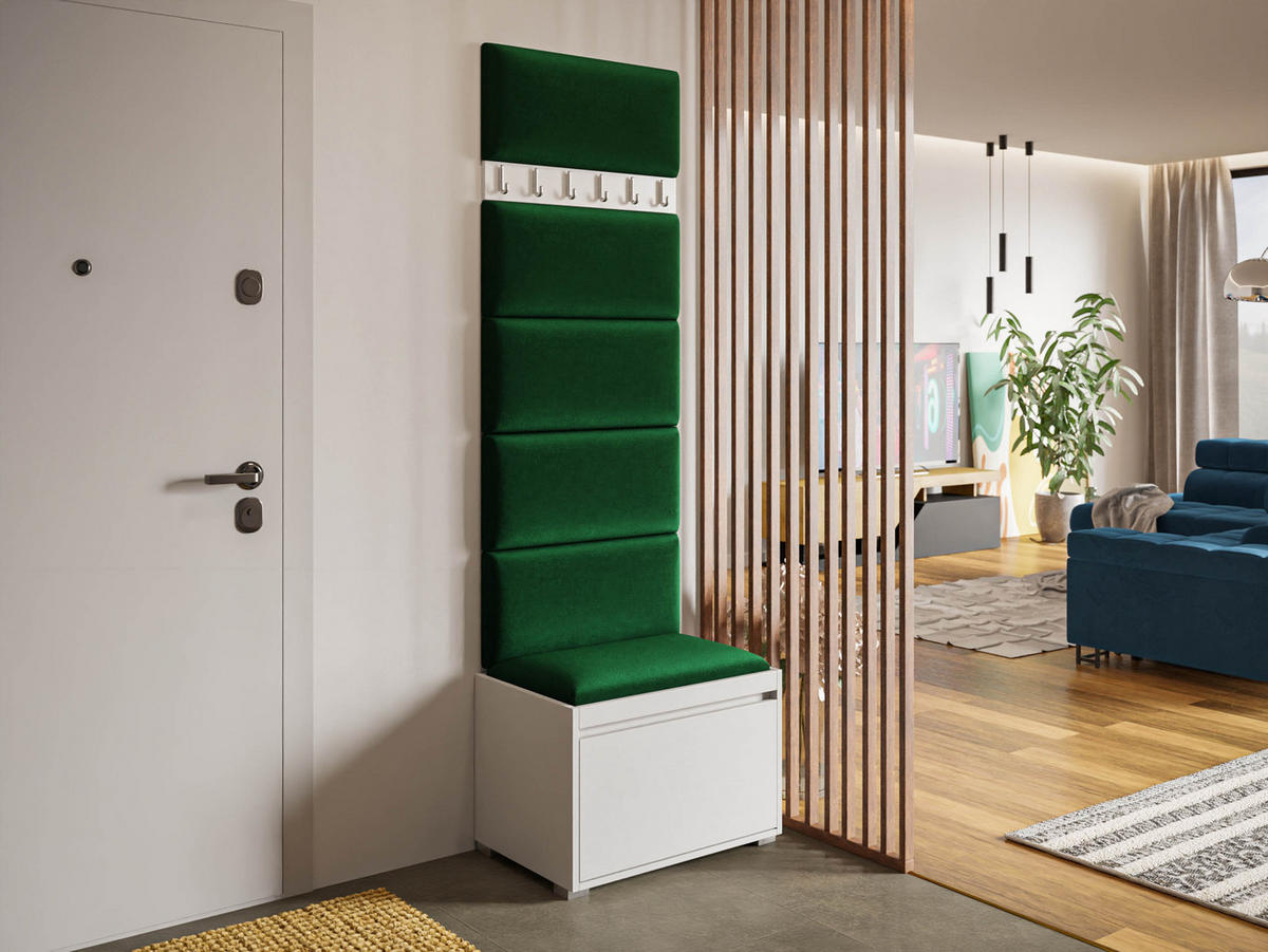 GARDEROBEN-SET Grawis 60 IV - Silberfarben/Grün, Holzwerkstoff/Kunststoff (64.5/45/34cm) - MIRJAN24