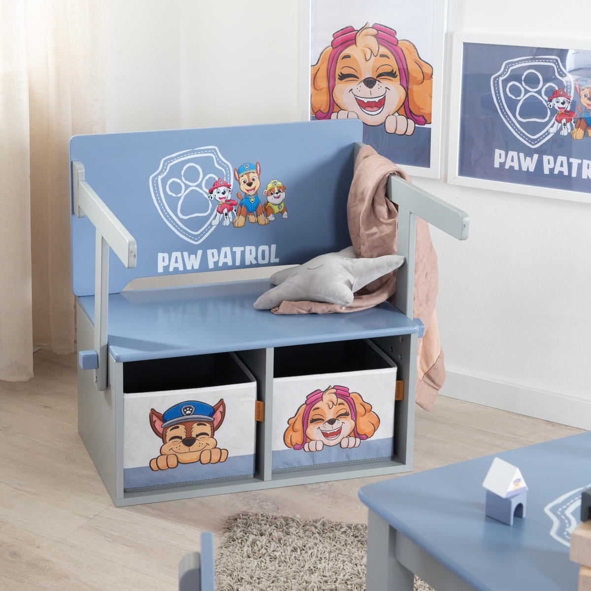 KLAPPBARE SITZBANK Paw Patrol - Multicolor, Holzwerkstoff (60/65.5/35cm) - Roba
