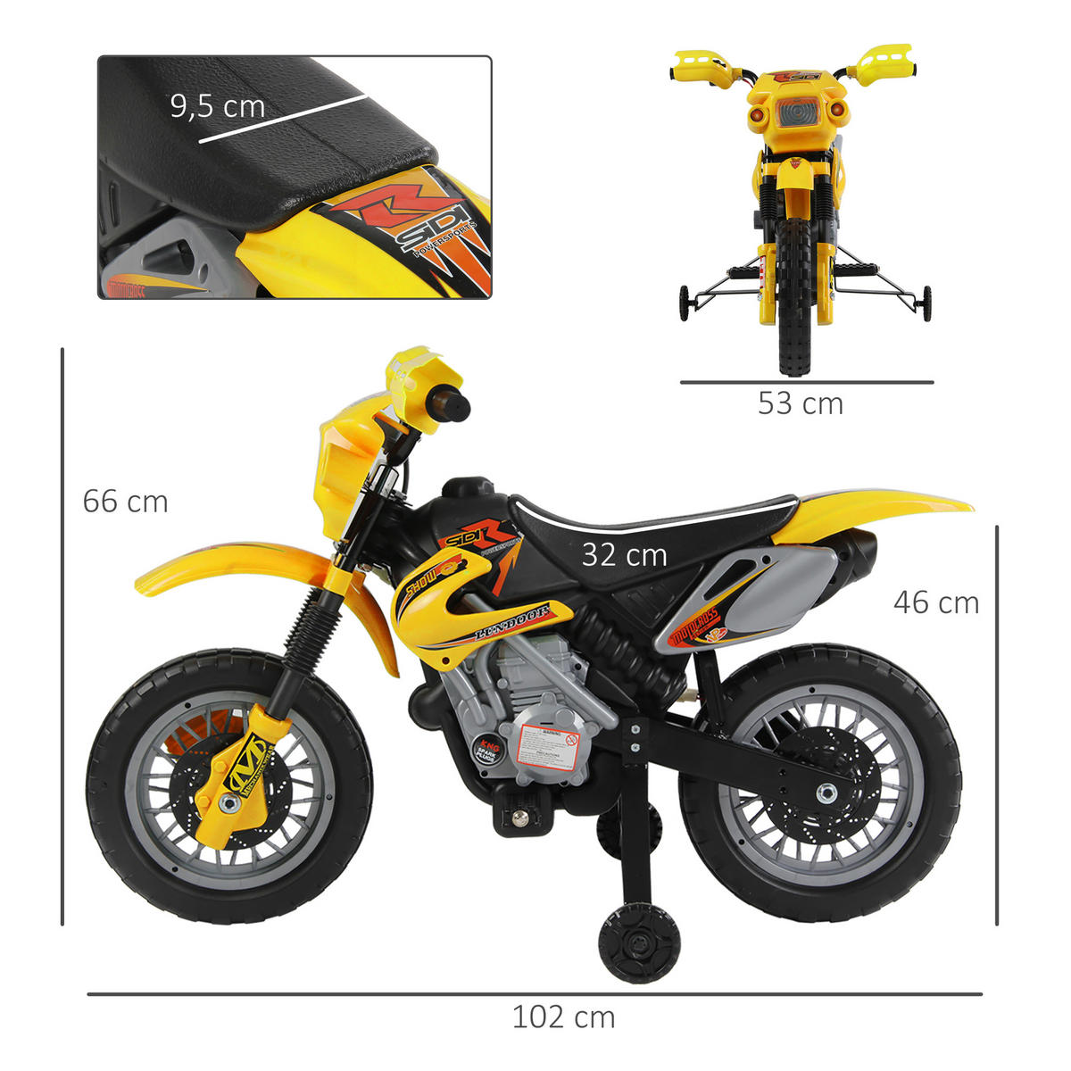 ELEKTRO-MOTORRAD DE-13172 abnehmbare Stützräder Gelb/Schwarz - Gelb, Kunststoff (102/53/66cm) - ComfortXL