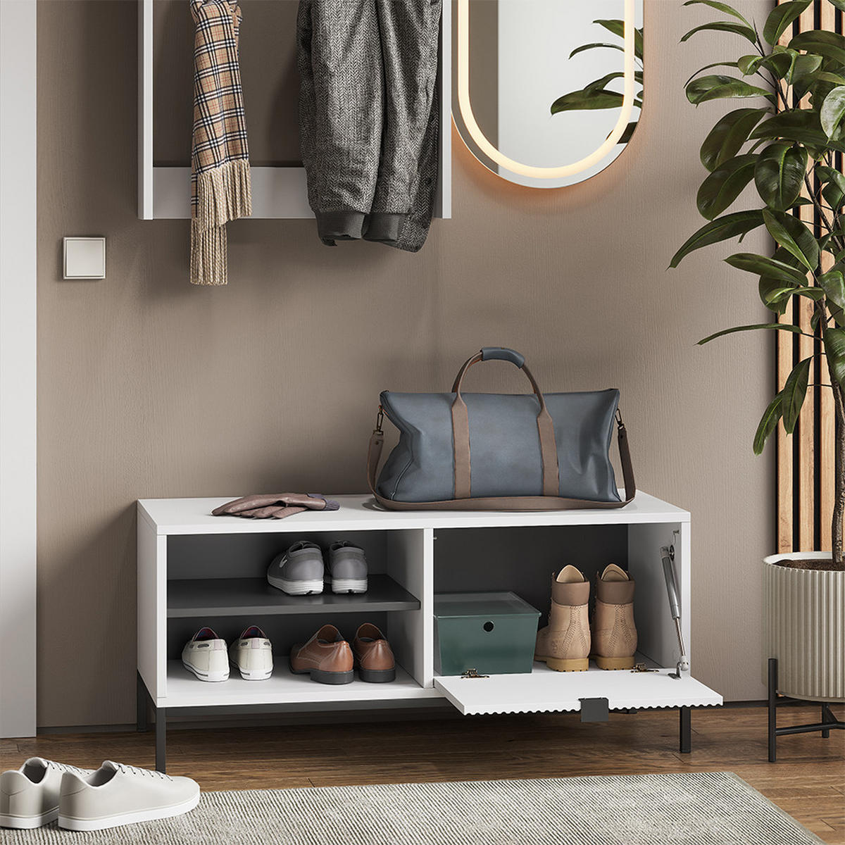 GARDEROBE Eliza Weiß 100 x 45 cm Set, 3 Teile - Weiß, Holzwerkstoff (100/45/40cm) - Vicco