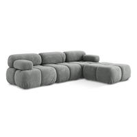 ECKSOFA Beidseitig Chenille Stoff Grau - Blau/Schwarz, Kunststoff/Textil (285/191cm) - Makamii