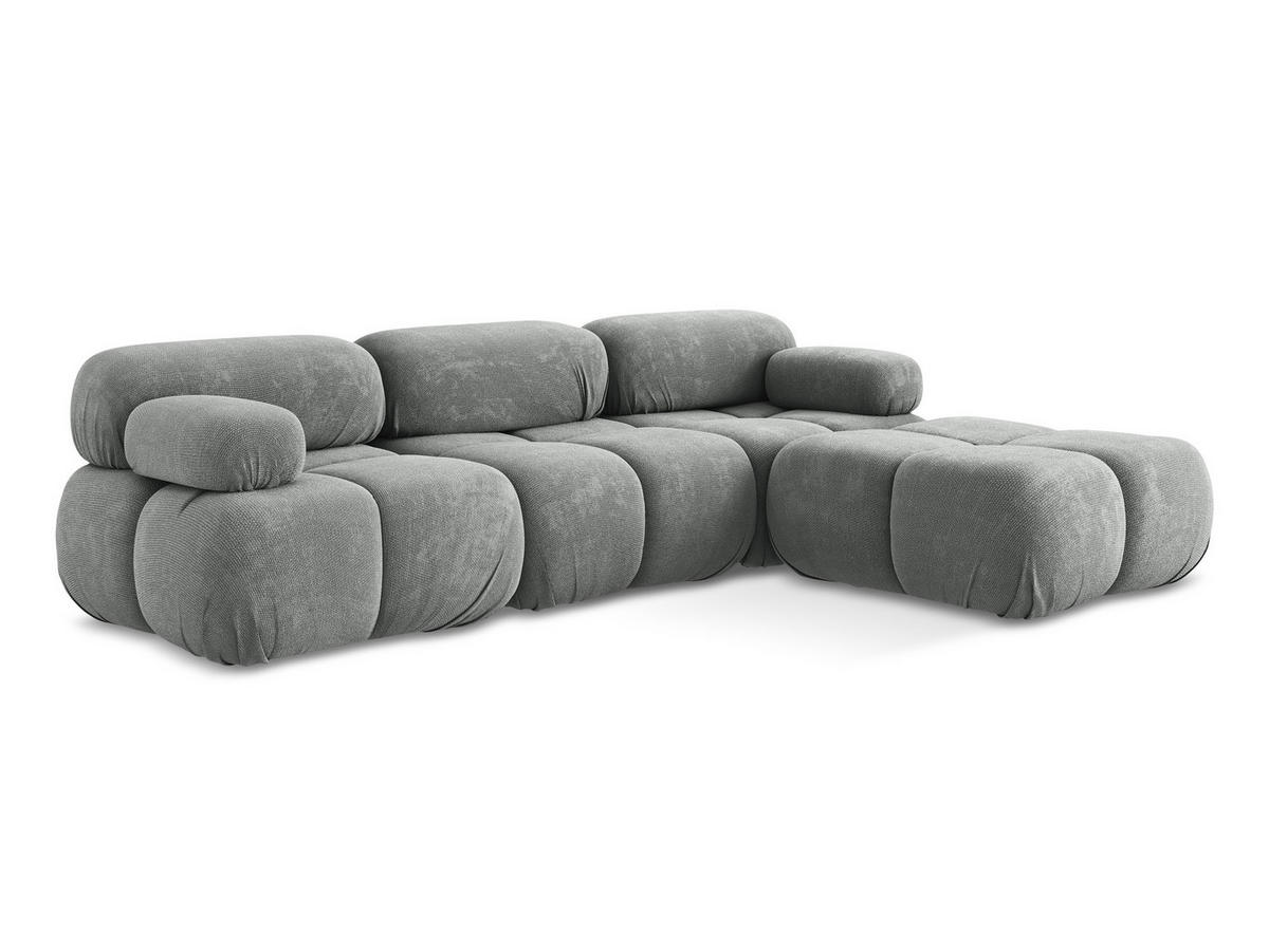 ECKSOFA Beidseitig Chenille Stoff Grau - Blau/Schwarz, Kunststoff/Textil (285/191cm) - Makamii
