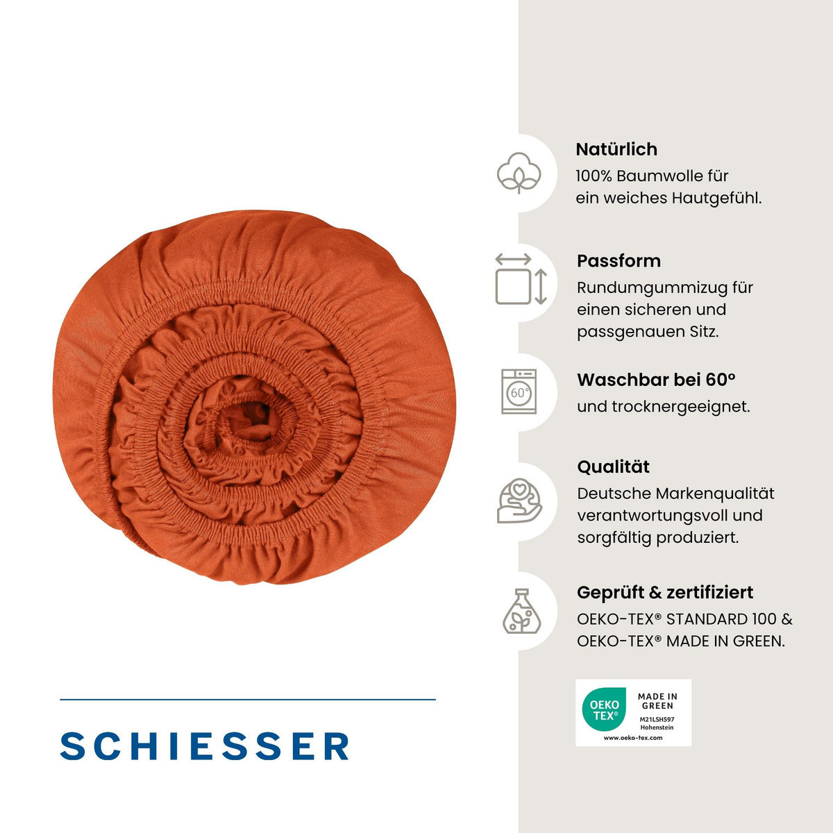 SPANNBETTLAKEN Jessi 100% Baumwolle 150x200 cm Terrakotta - Terracotta, Textil (150/200cm) - SCHIESSER