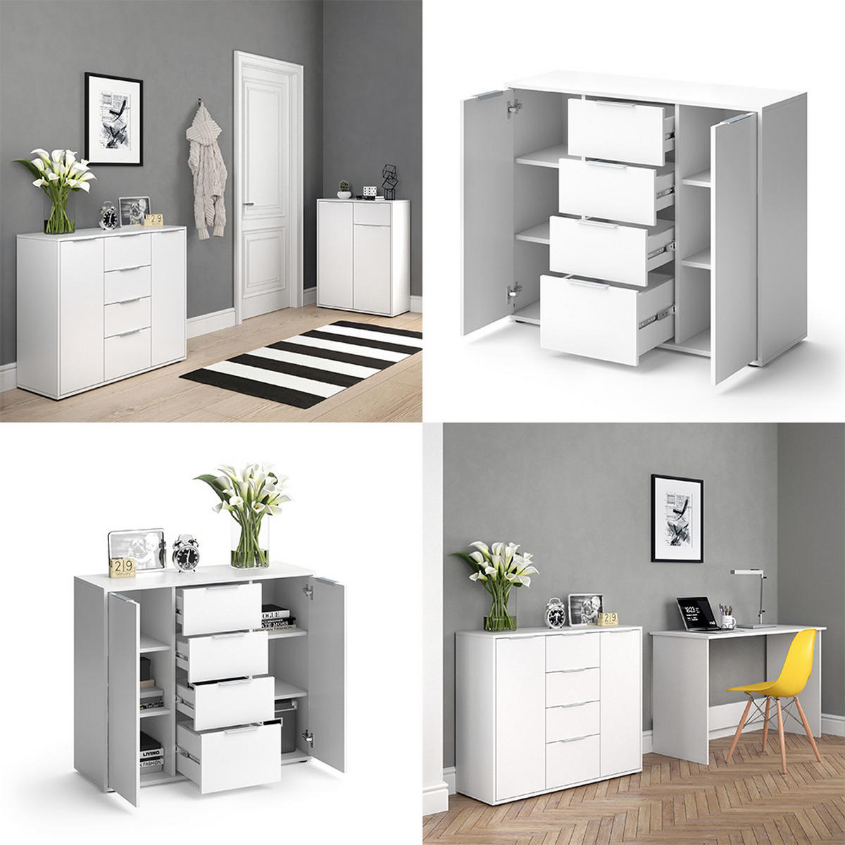 KOMMODE Leon Weiß 100 x 84 cm - Weiß, Holzwerkstoff (35/84/100cm) - Vicco
