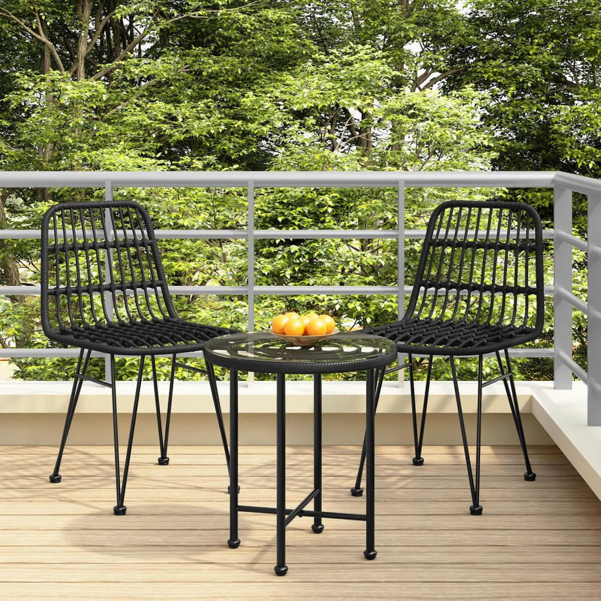 GARTENSTÜHLE 2 Stk. Schwarz 48/62/84 Cm Pe-Rattan - Schwarz, Metall (62/84/48cm) - vidaXL