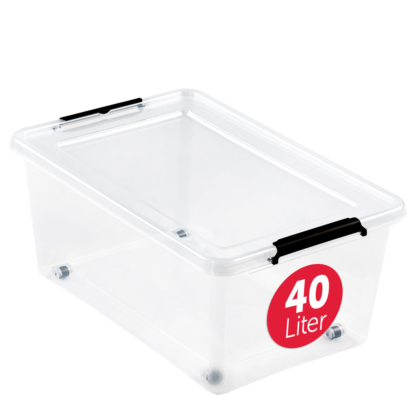 AUFBEWAHRUNGSBOX mit Deckel 40l - 1er Set - Transparent, Kunststoff (39/26/58cm) - BOXXivo