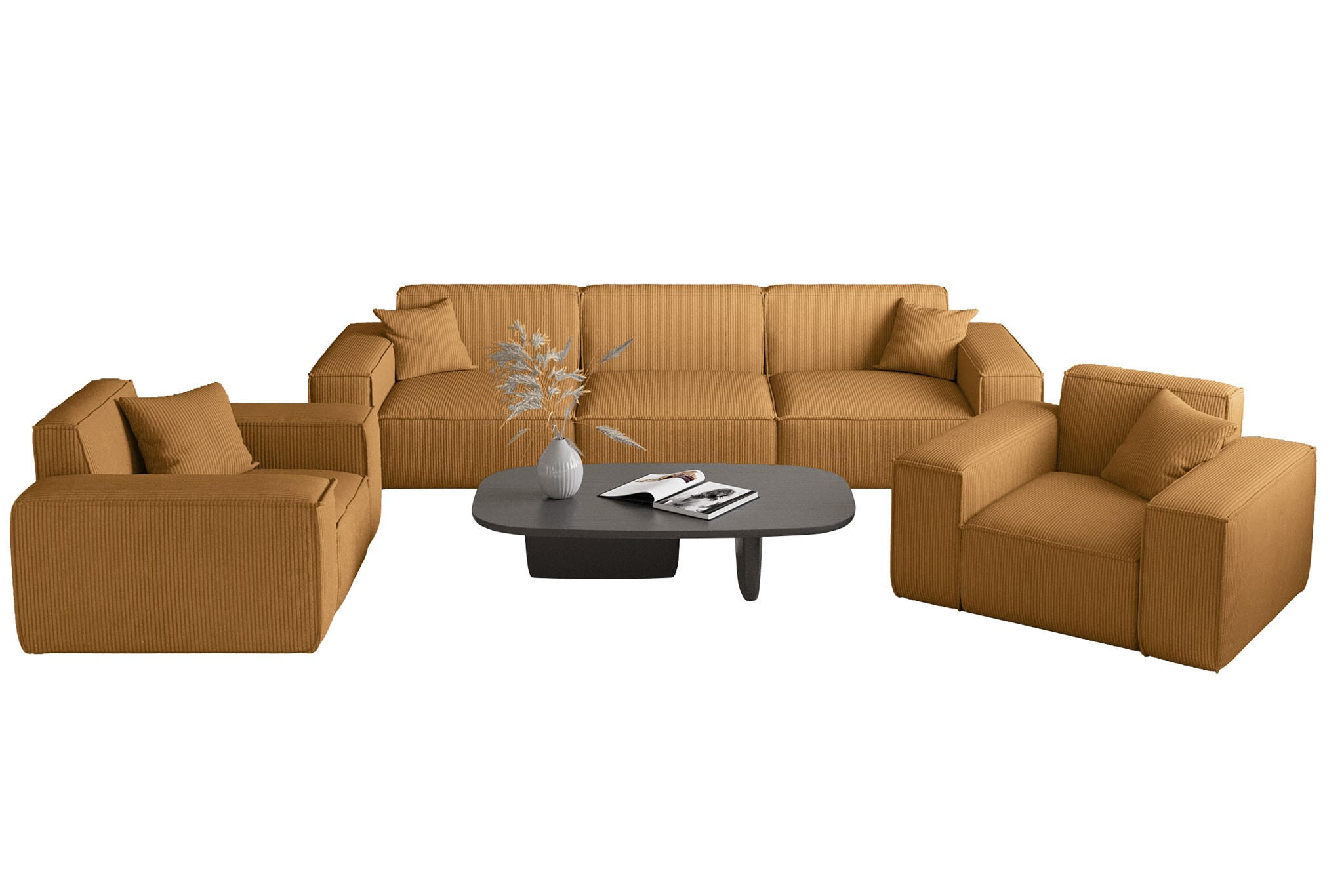 Fun Möbel Sofaset Currygelb 225x73x88 cm