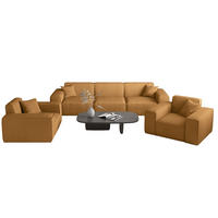 SOFASET Celes Premium 3-1-1 Stoff Scala - Currygelb, Holzwerkstoff/Textil (225/73/88cm) - Fun Möbel