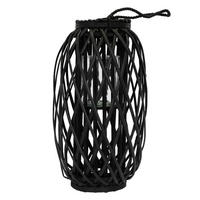 LATERNA Ried 50xØ28 cm černá s uchem a skleněnou vložkou - černá, přírodní materiály (28/40/28cm) - ECD-Germany