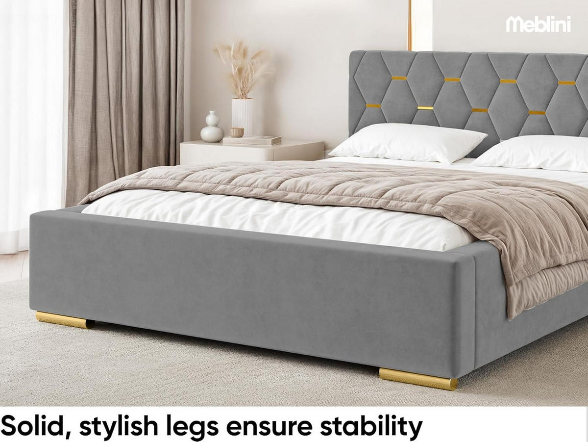 BETT VERSAL - Goldfarben/Grau, Holzwerkstoff (160/200cm) - Meblini