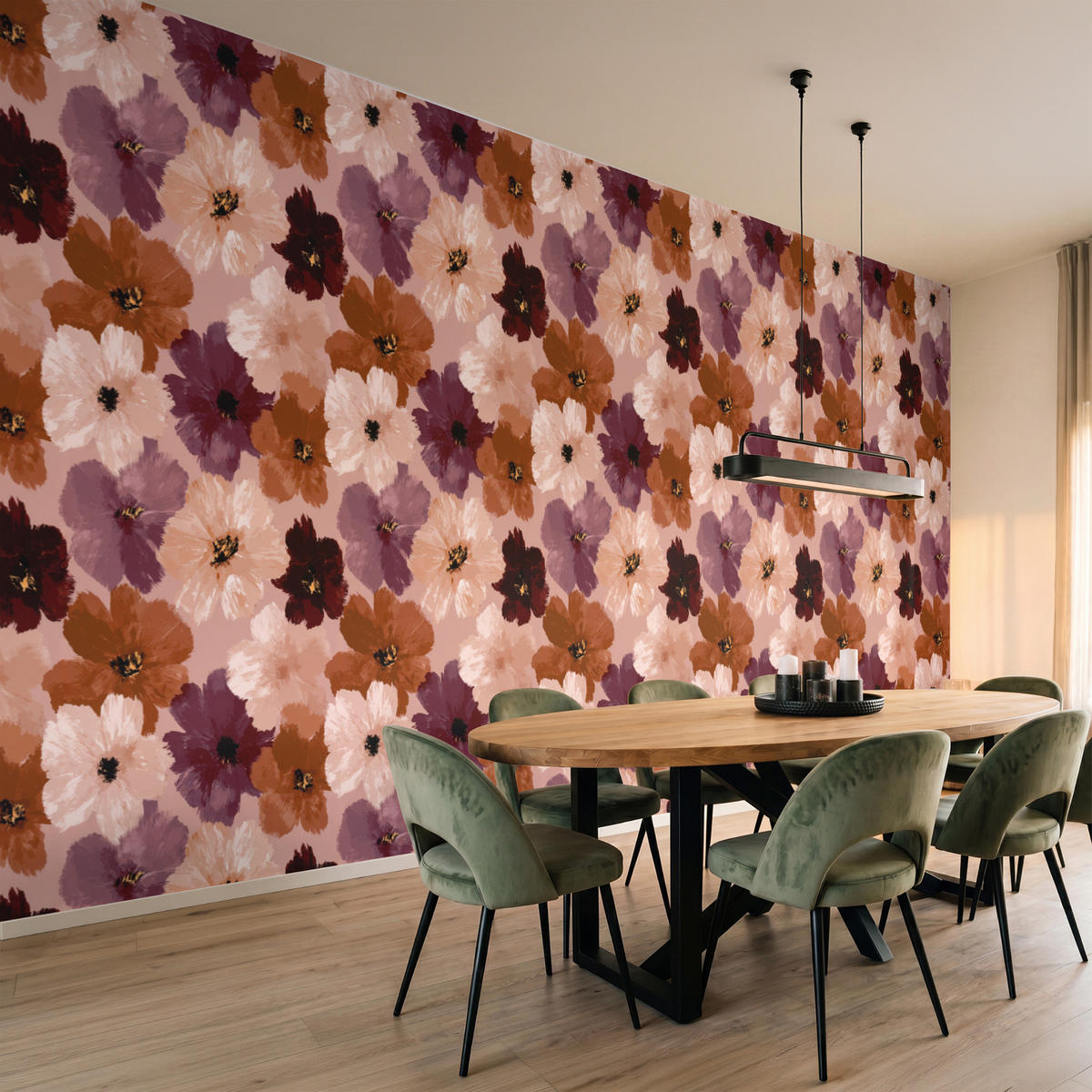 TAPETE - Blumen - Abstrakt - Erdtöne - 450x200 cm - Multicolor, Papier (450/200cm) - OnlyWow