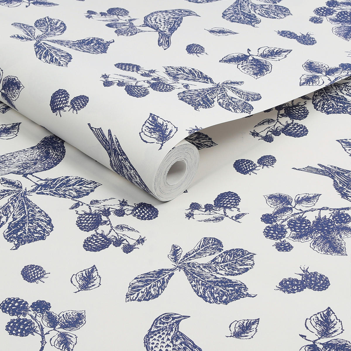 VLIESTAPETE Brombeervogel 1005x52cm - Blau, Papier/Kunststoff (52/1000cm) - Joules