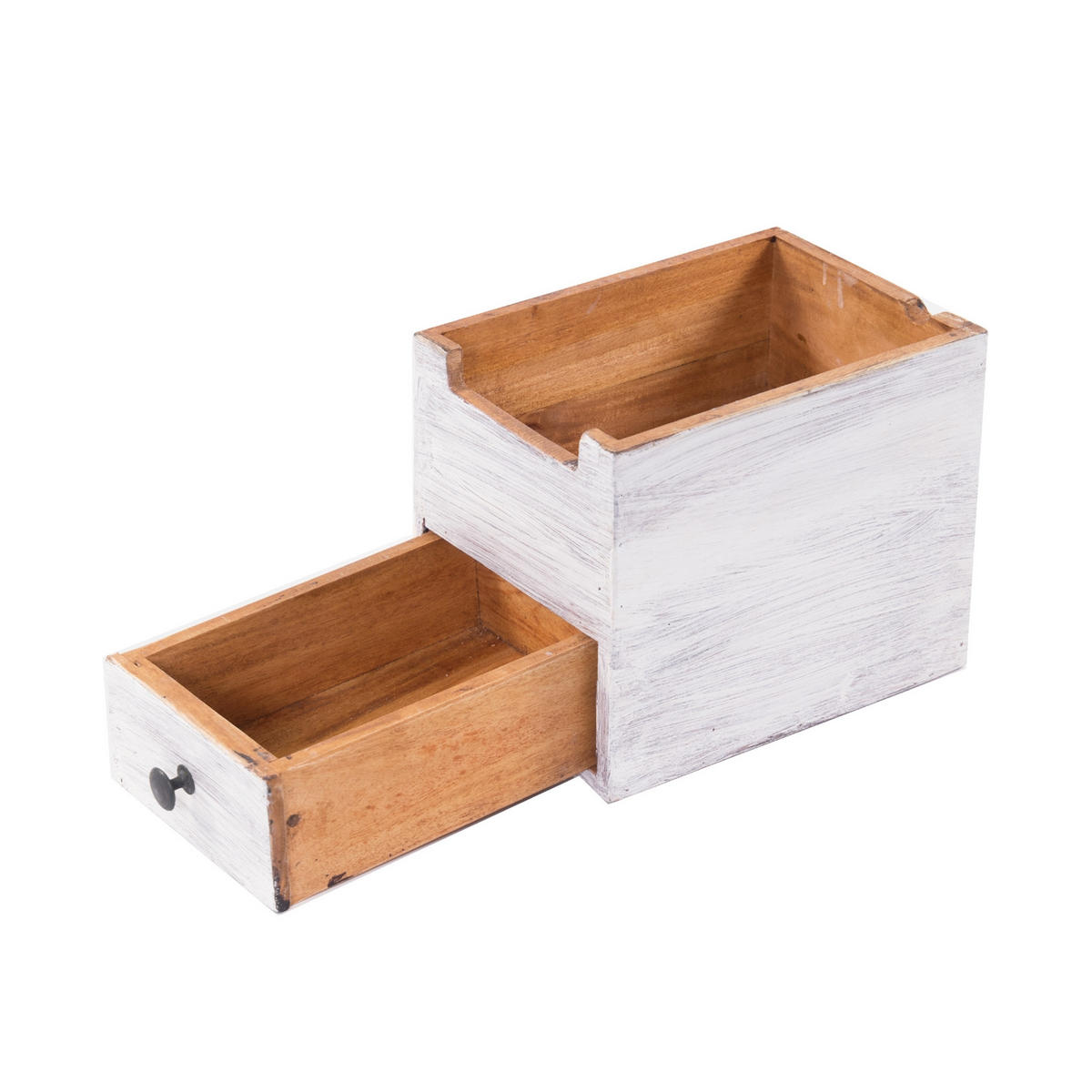 ORGANIZER File Mahagoni Massivholz, 1 Fach, 1 Schublade Weiß-natur - Weiß, Holz (26/19/20cm) - DESIGN DELIGHTS