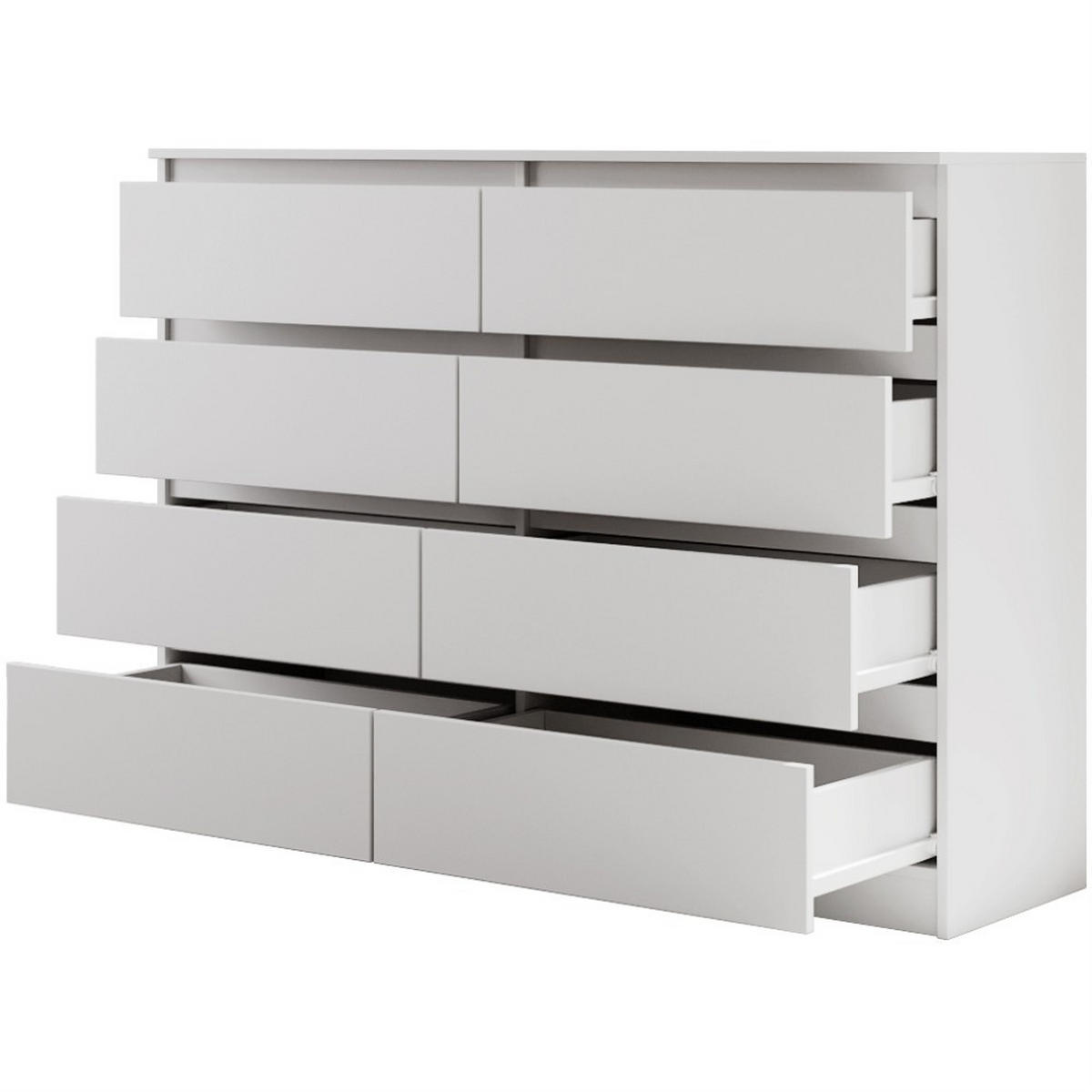 KOMMODE Lemon 140 cm mit acht Schubladen weiß matt - Weiß, Holzwerkstoff (140/101.5/39cm) - Beautysofa