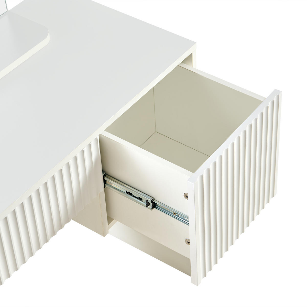 SCHMINKTISCH 40/90/135 cm weiß aus MDF mit Spiegel und 2 Schubladen - Weiß, Holzwerkstoff (40/135/90cm) - OKWISH