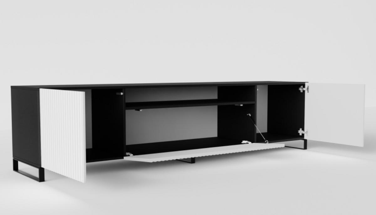 TV-SCHRANK Schwarz Weiß NOELI Mit Gerillter Front - Weiß, Holzwerkstoff (200/53/41cm) - Sepro Meble