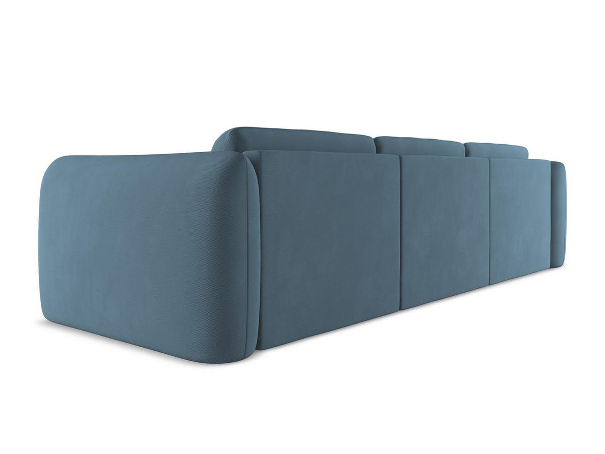 ECKSOFA Links Chenille Stoff Blau - Blau/Blaugrau, Kunststoff/Textil (170/290cm) - Makamii