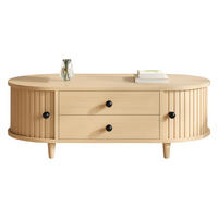COUCHTISCH Naturholzoptik mit Rolltüren 100/50/36 cm - Naturfarben, Holzwerkstoff (100/50/36cm)