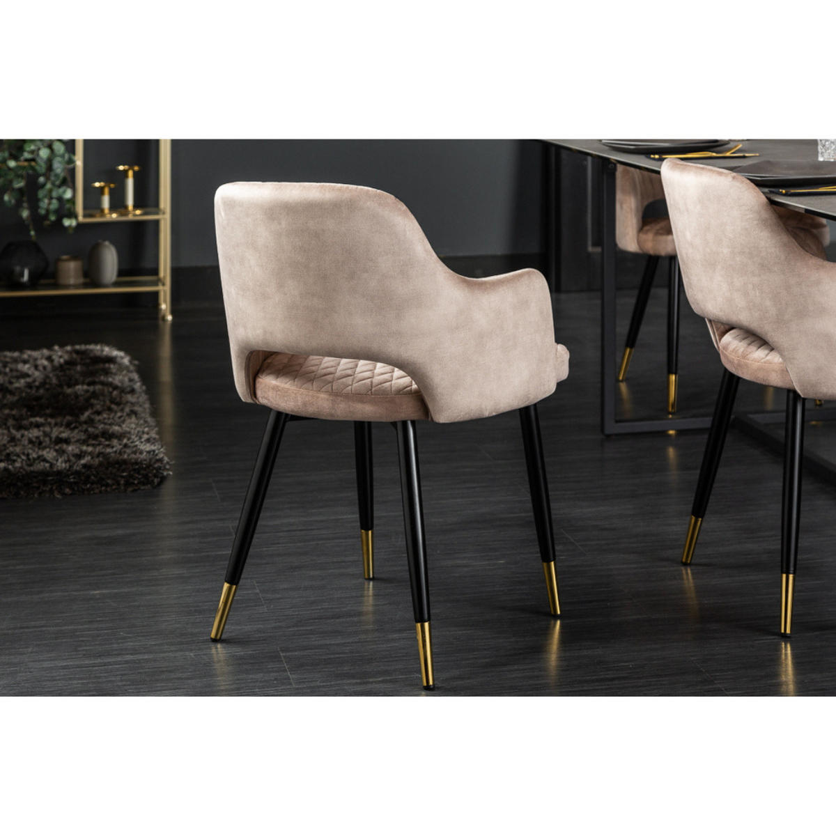 STUHL PARIS Samt Greige - Beige, Textil (56/81/57cm) - riess-ambiente