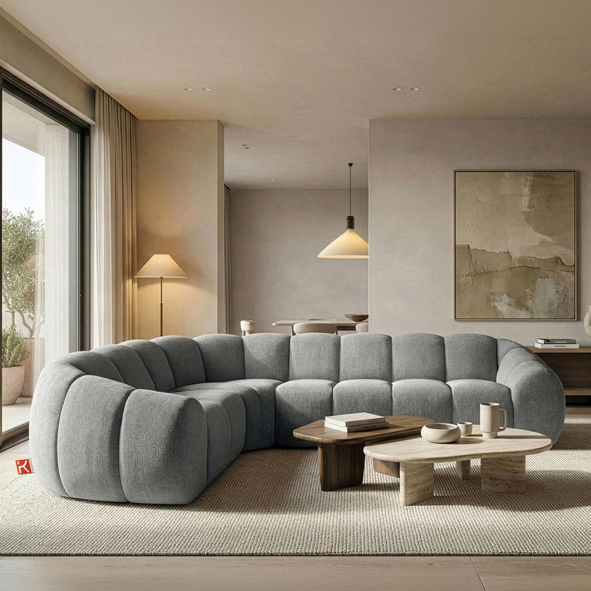 ECKSOFA LINKS FLAVA, hell Aschgrau - Hellgrau, Holz/Holzwerkstoff (310/230cm) - KONSIMO®