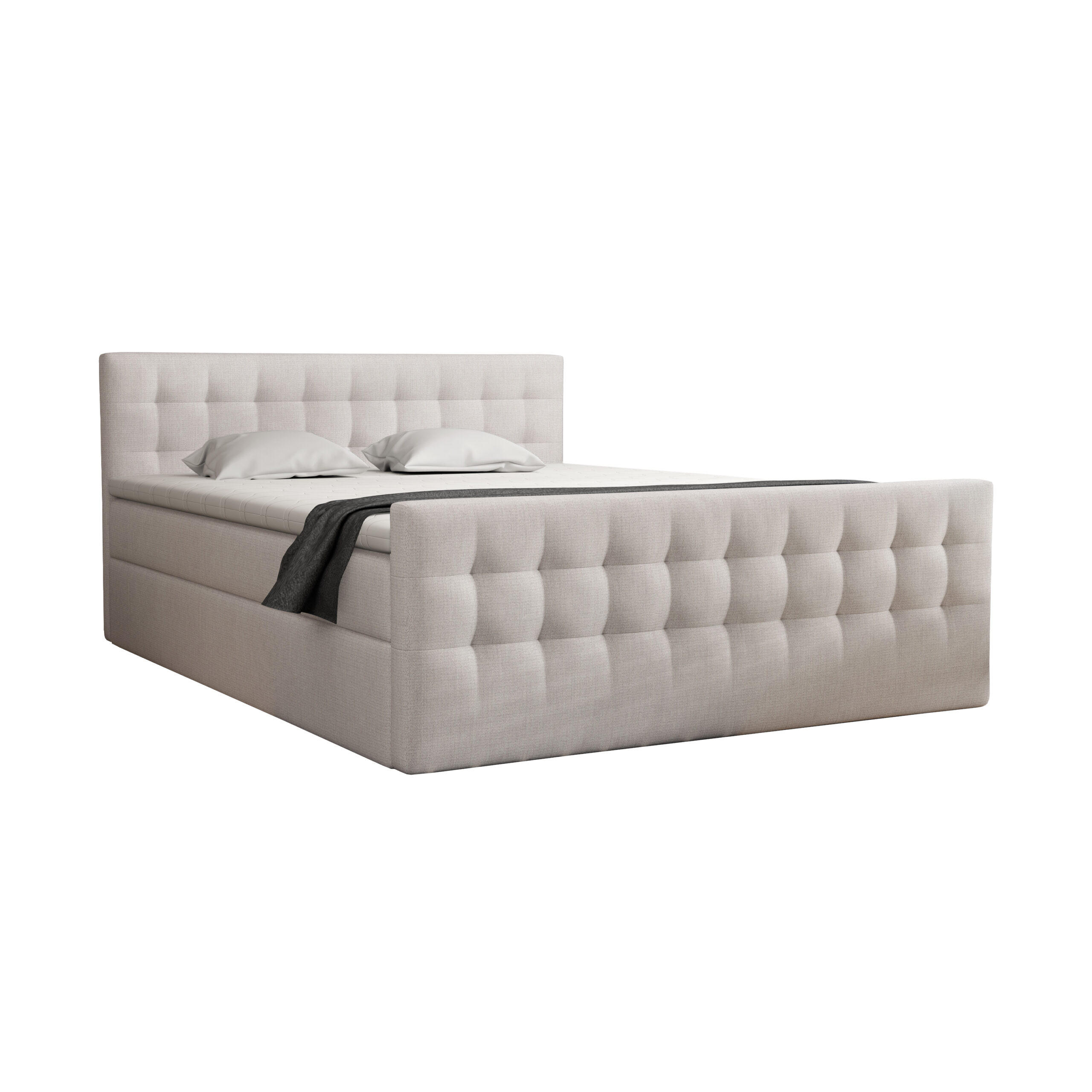 BOXBETT mit Bettkasten Loures Lux 200x200 cm, Hellgrau - Hellgrau, Textil (200/200cm) - Meblito