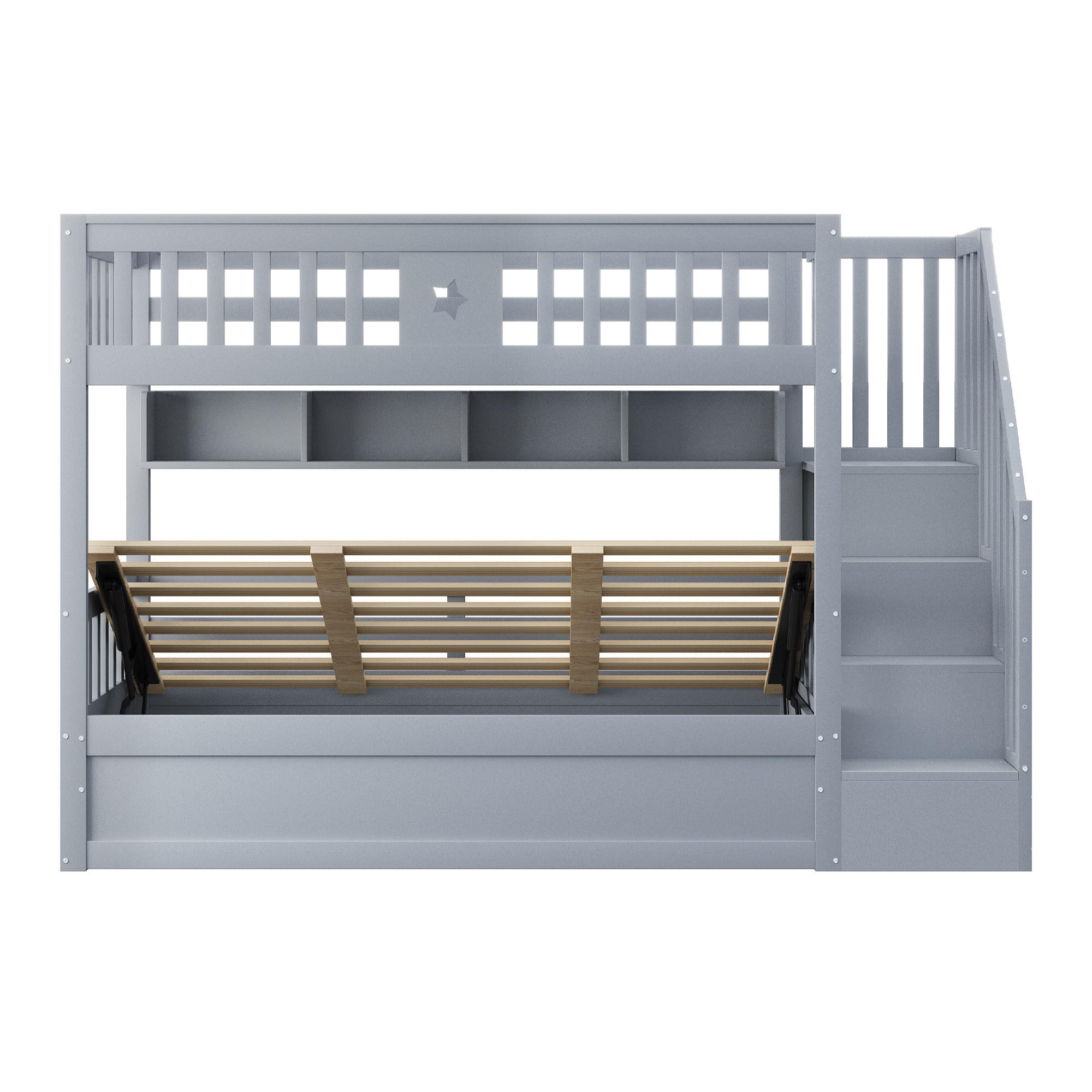 ETAGENBETT Hochbett Grau 90x200cm - Grau, Holz (90/200cm) - ComfortXL