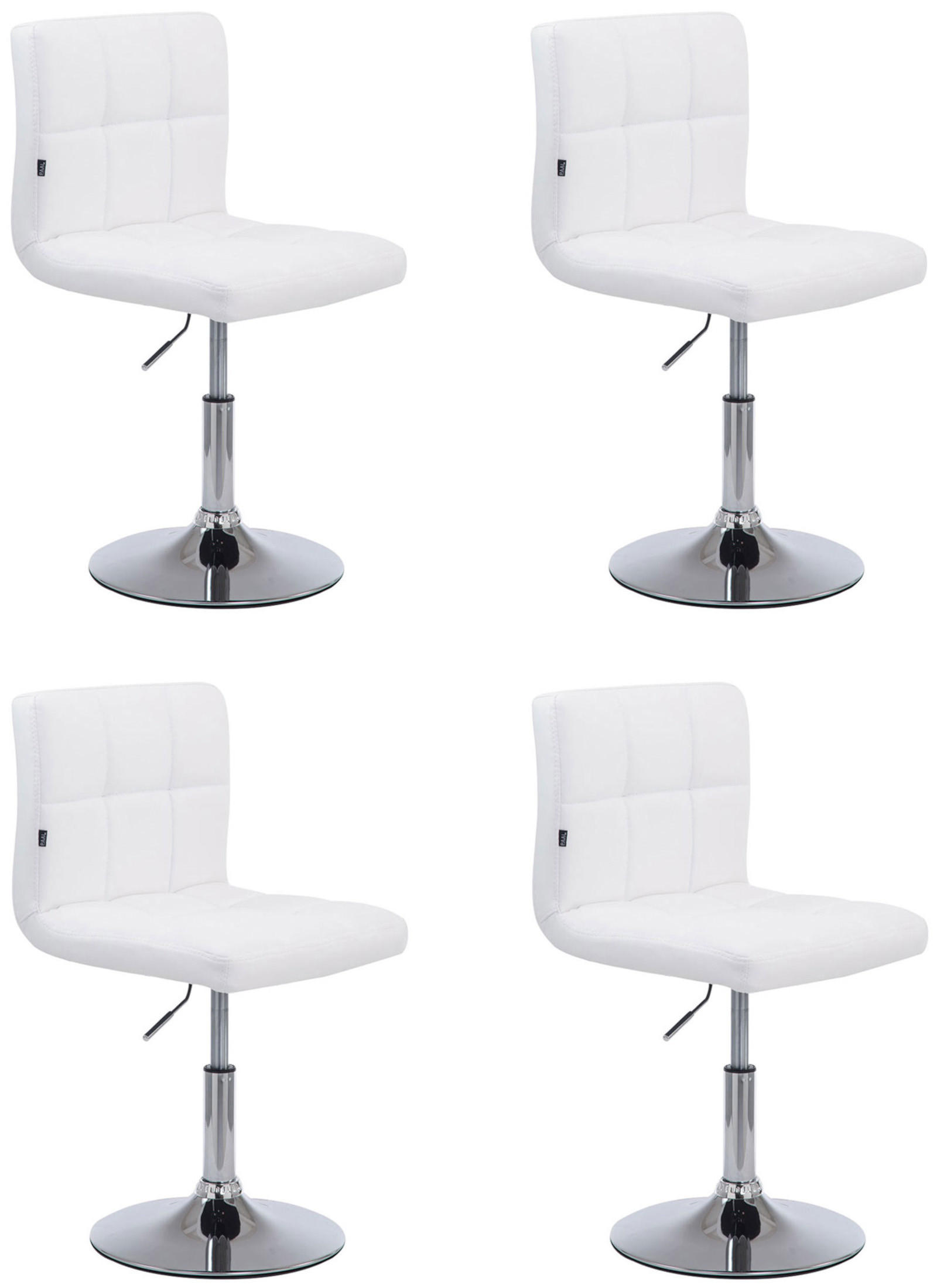 DREHSTUHL 4er Set Lederlook weiß - Chromfarben/Weiß, Textil/Metall (44/74/49cm) - CLP