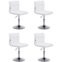 DREHSTUHL 4er Set Lederlook weiß - Chromfarben/Weiß, Textil/Metall (44/74/49cm) - CLP