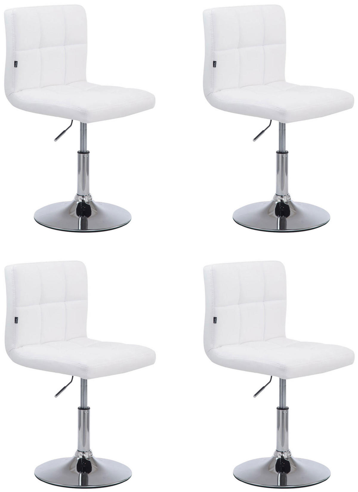 DREHSTUHL 4er Set Lederlook weiß - Chromfarben/Weiß, Textil/Metall (44/74/49cm) - CLP