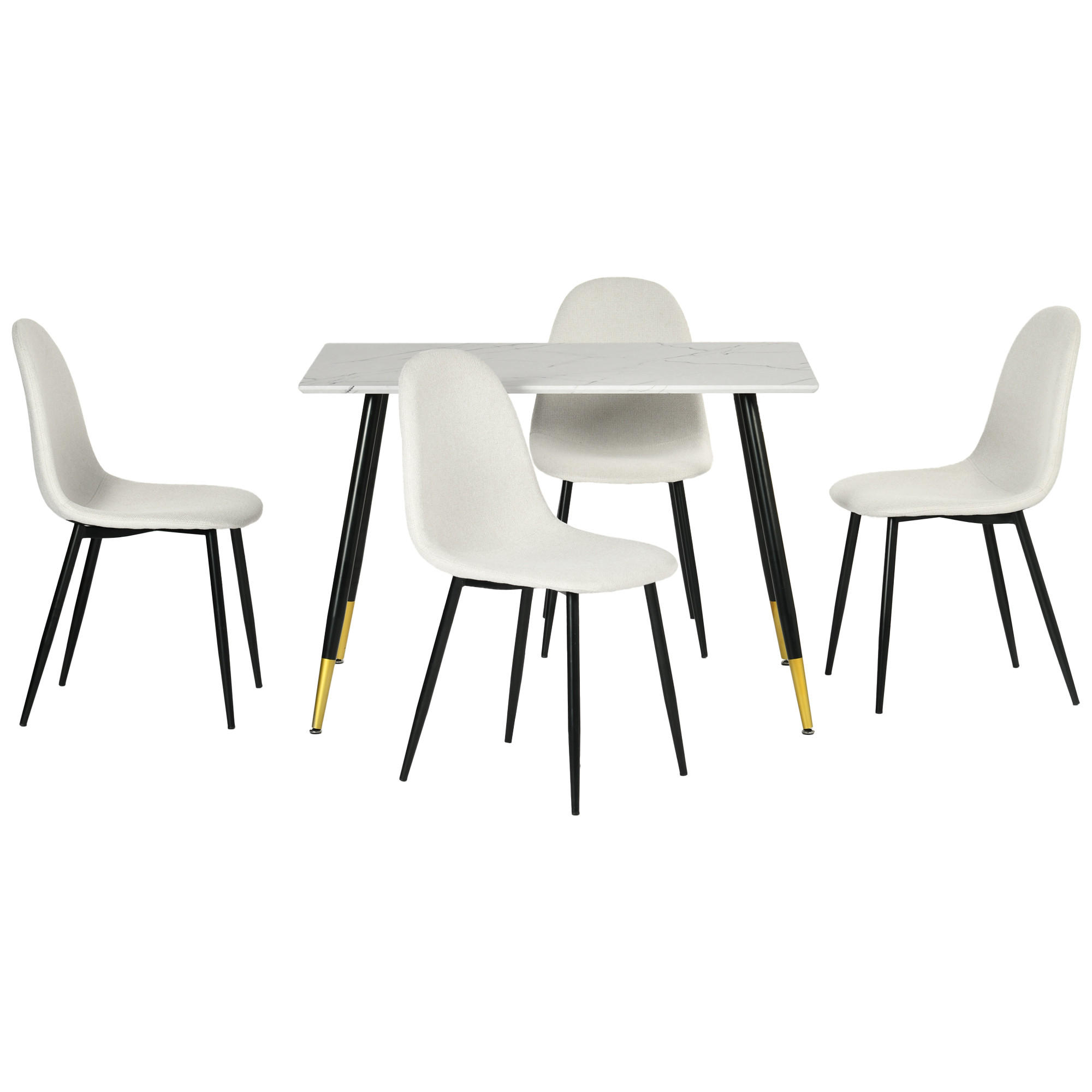 ESSTISCH SET Weiß und gebrochenes Weiß - Beige/Weiß, Holzwerkstoff/Metall (70/75/110cm) - Urban Meuble