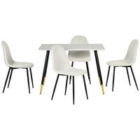 ESSTISCH SET Weiß und gebrochenes Weiß - Beige/Weiß, Holzwerkstoff/Metall (70/75/110cm) - Urban Meuble