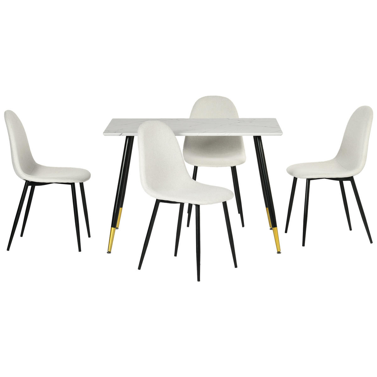 ESSTISCH SET Weiß und gebrochenes Weiß - Beige/Weiß, Holzwerkstoff/Metall (70/75/110cm) - Urban Meuble