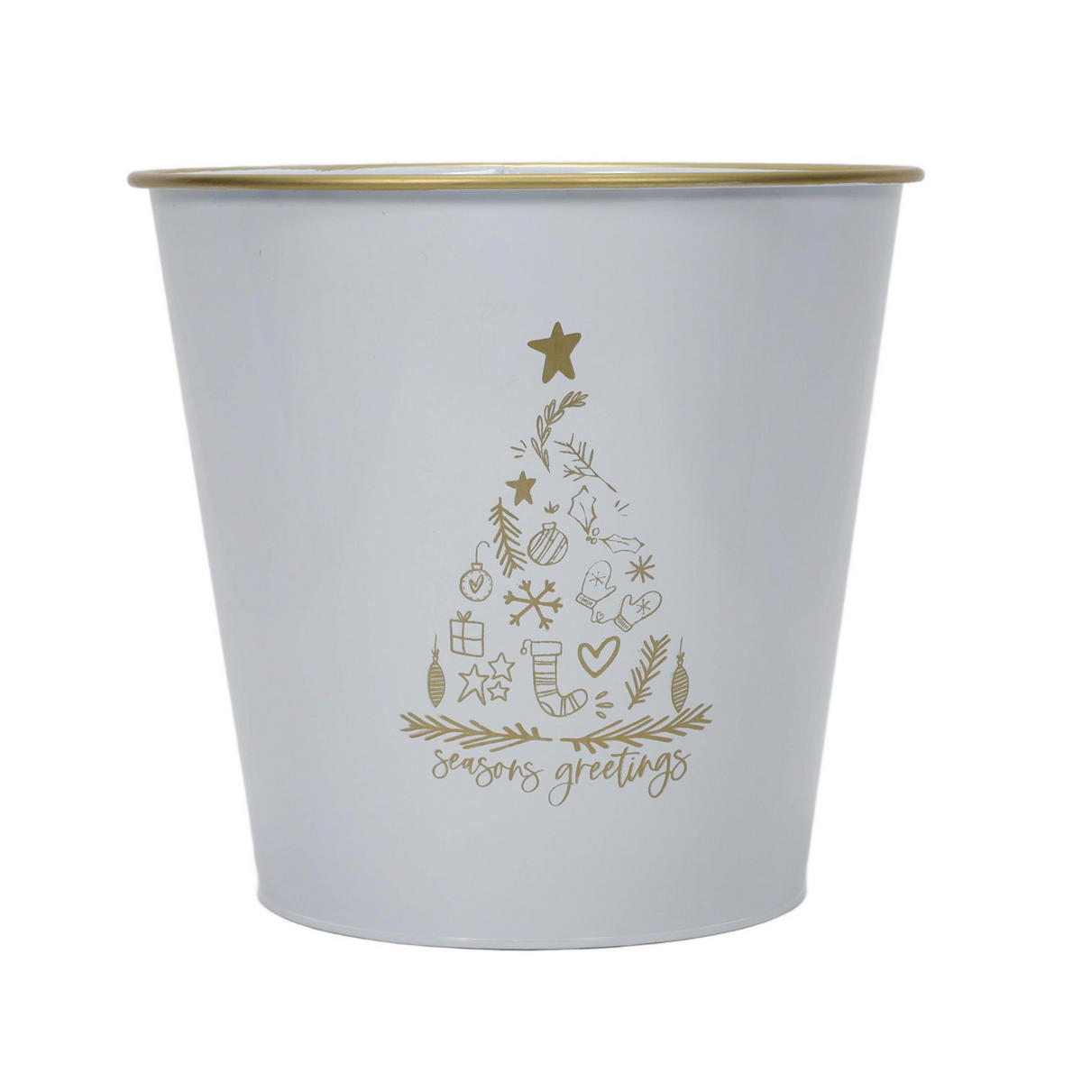 METALLEIMER für Weihnachten 29/29/30,5 cm - Weiß, Metall (29/30.5/29cm) - Home Styling Collection