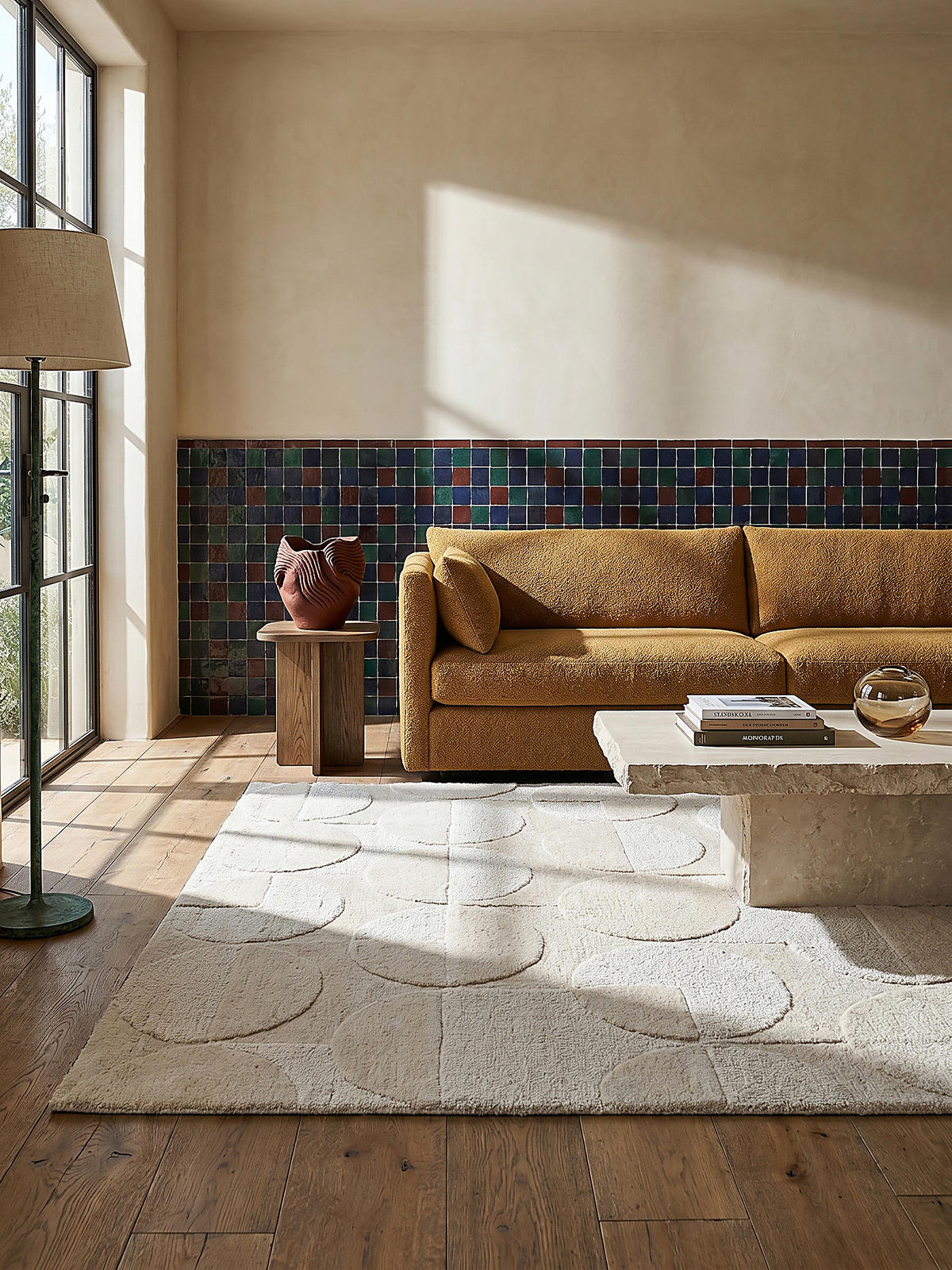 WOLLTEPPICH DEBEN, geometrisch, aus Wolle, Elfenbein, 60 x 230 cm - Champagner, Textil (230/60cm) - KADIMA DESIGN